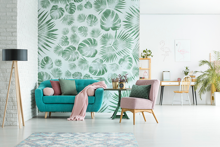 Green patterned wallpaper